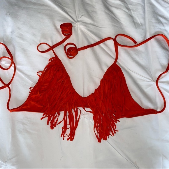 L*Space Audrey Orange Fringe Bikini Top - Picture 3 of 4